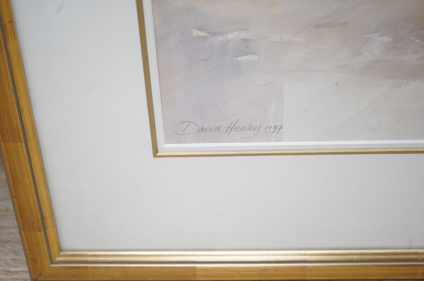 David Henley (b.1949), Still life of flowers in vases with classical figures beyond, signed and dated, 1997, watercolour, 66 x 38cm